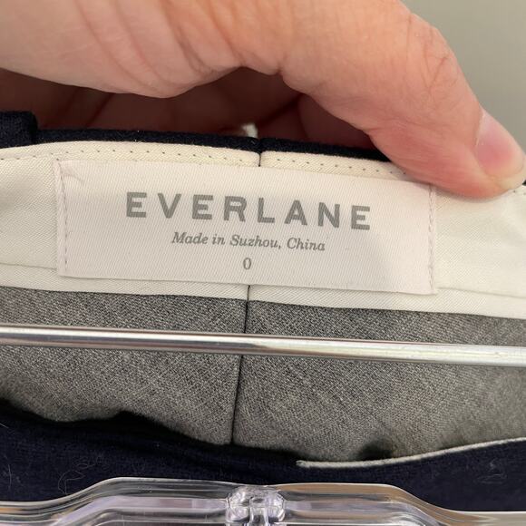 Everlane The Flannel Crop Pants Navy Blue Trousers Wool Cashmere Career 0 - Picture 3 of 5